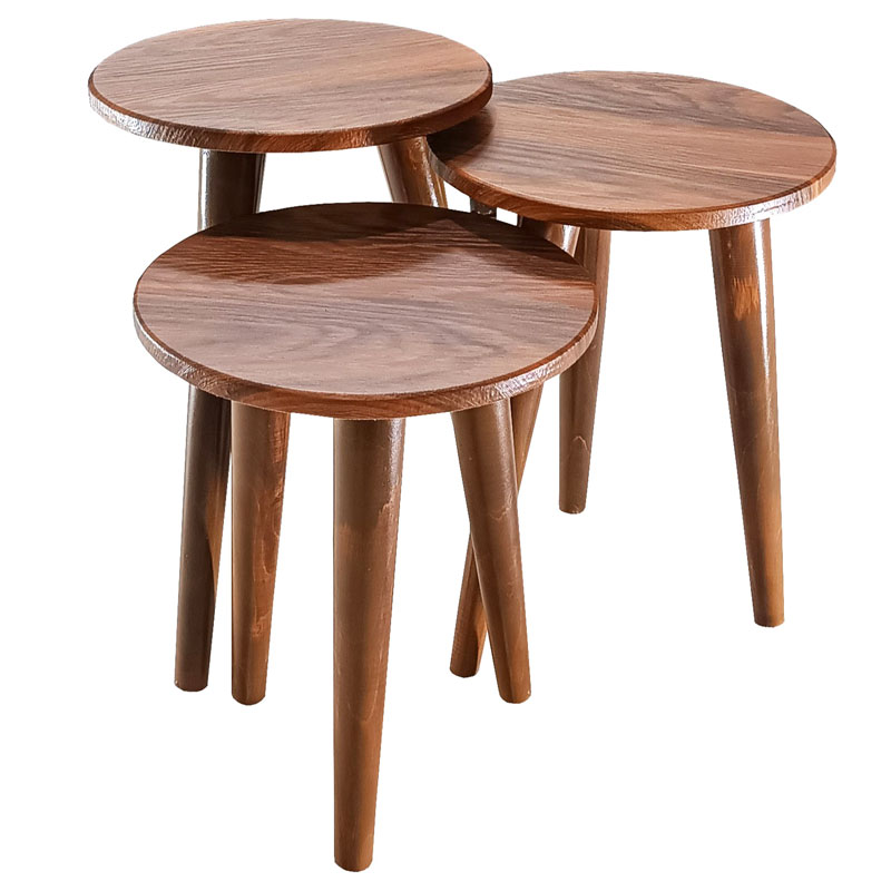 میز عسلی دایره سه سایز مدل مینیمال ۳ عددی