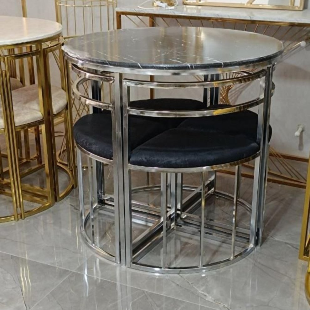 ناهار خوری فلزی فورتیک کمجا مدل سه خط گرد ۴ نفره ۵سال گارانتی