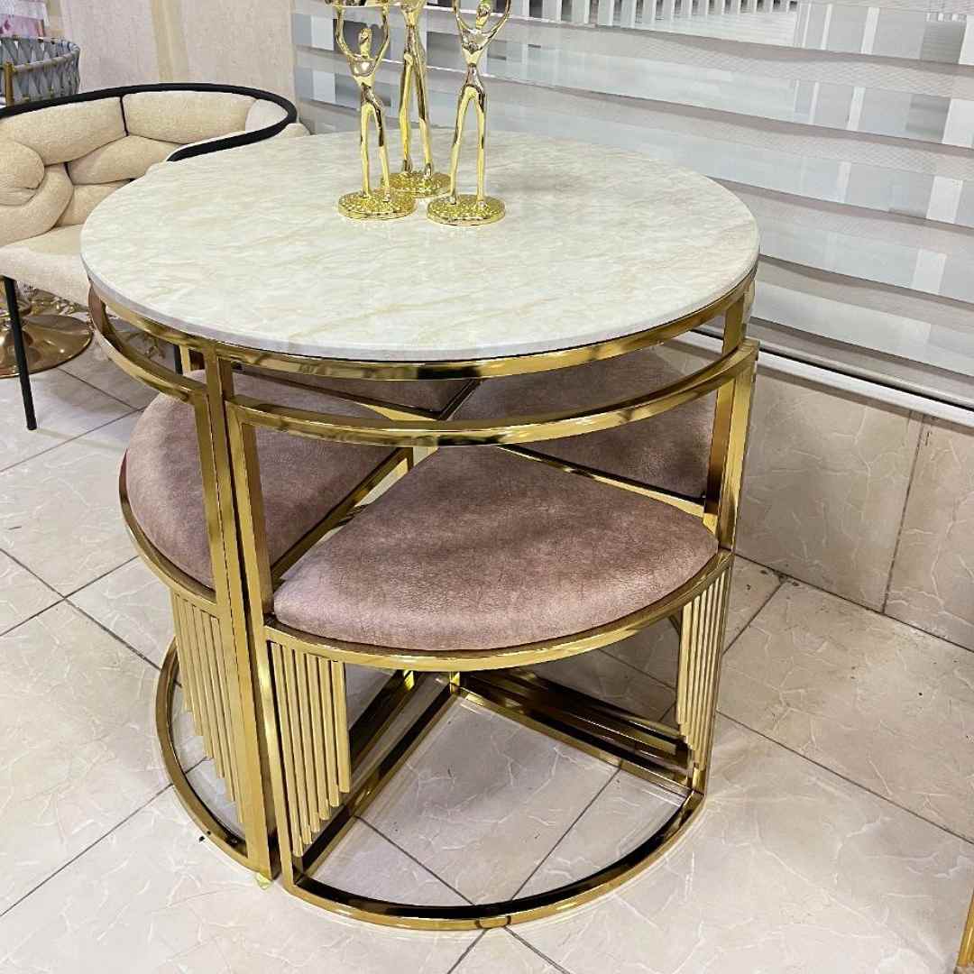 ناهارخوری فلزی فورتیک کمجا مدل پیانو گرد ۴نفره ۵سال گارانتی