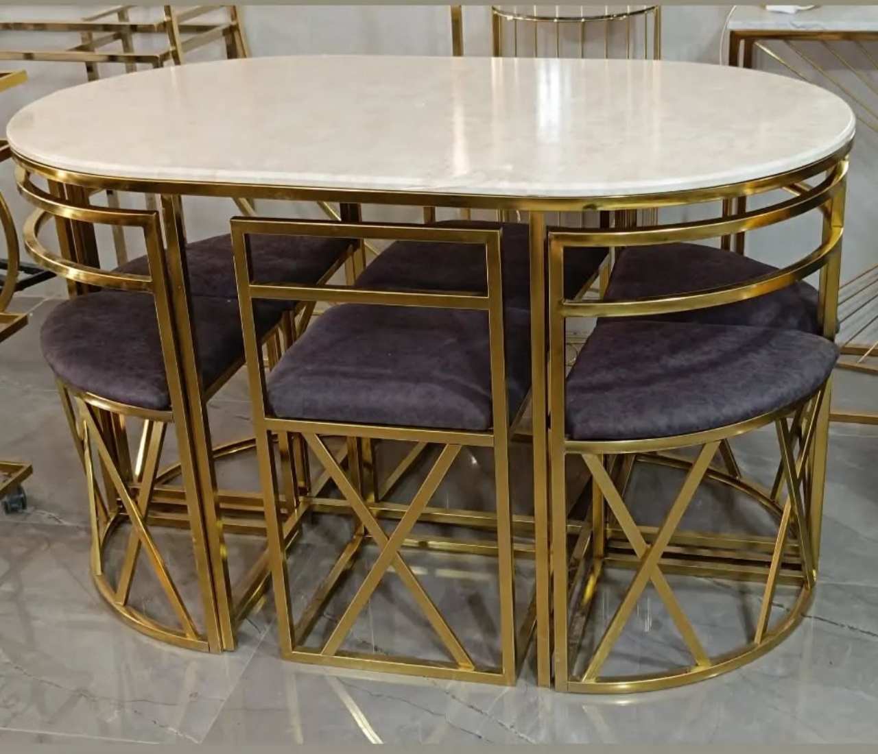 ناهارخوری فلزی کمجا  مدل ایکس بیضی ۶ نفره ۵سال گارانتی