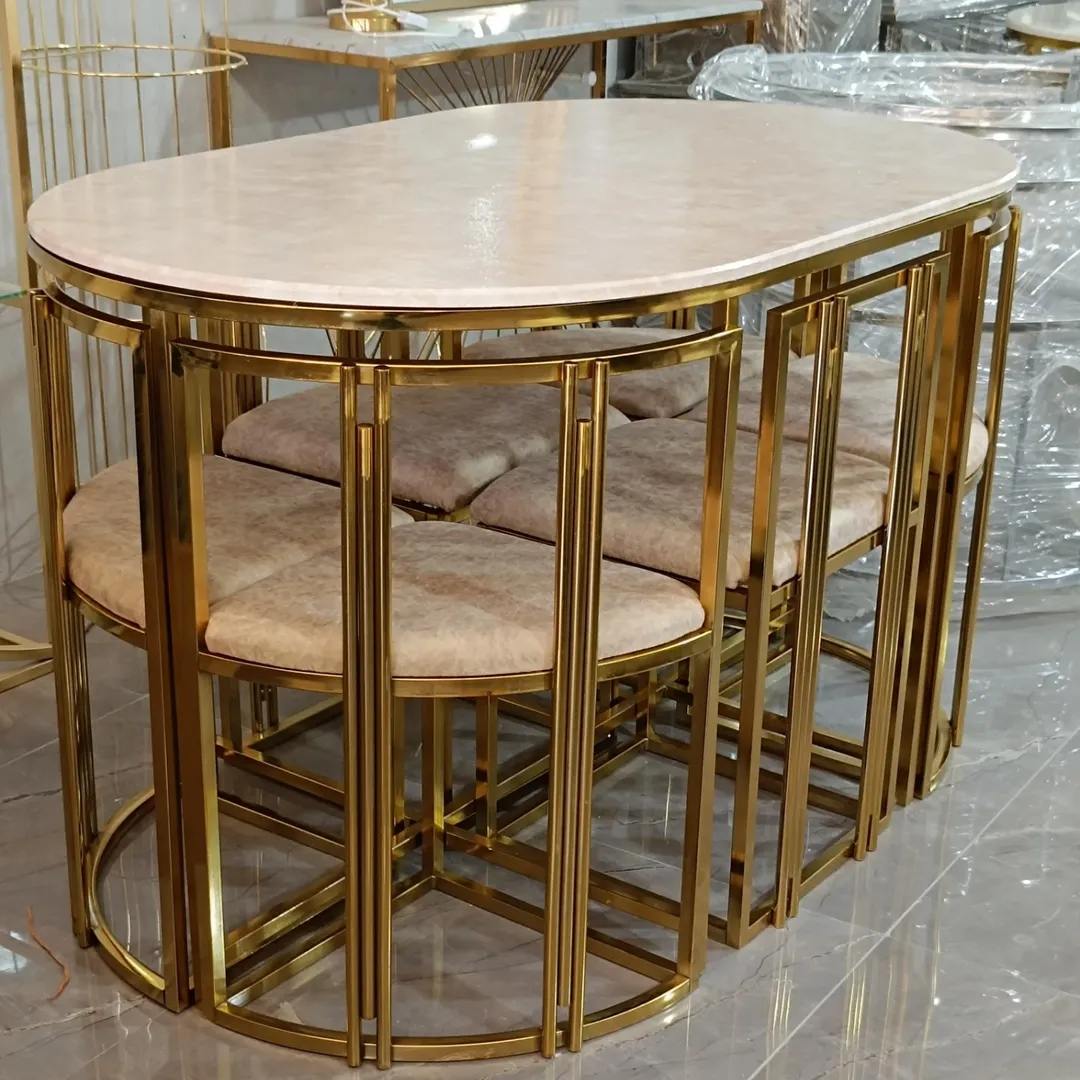 ناهارخوری فلزی کمجا بیضی مدل پیانو ۶نفره ۵سال گارانتی