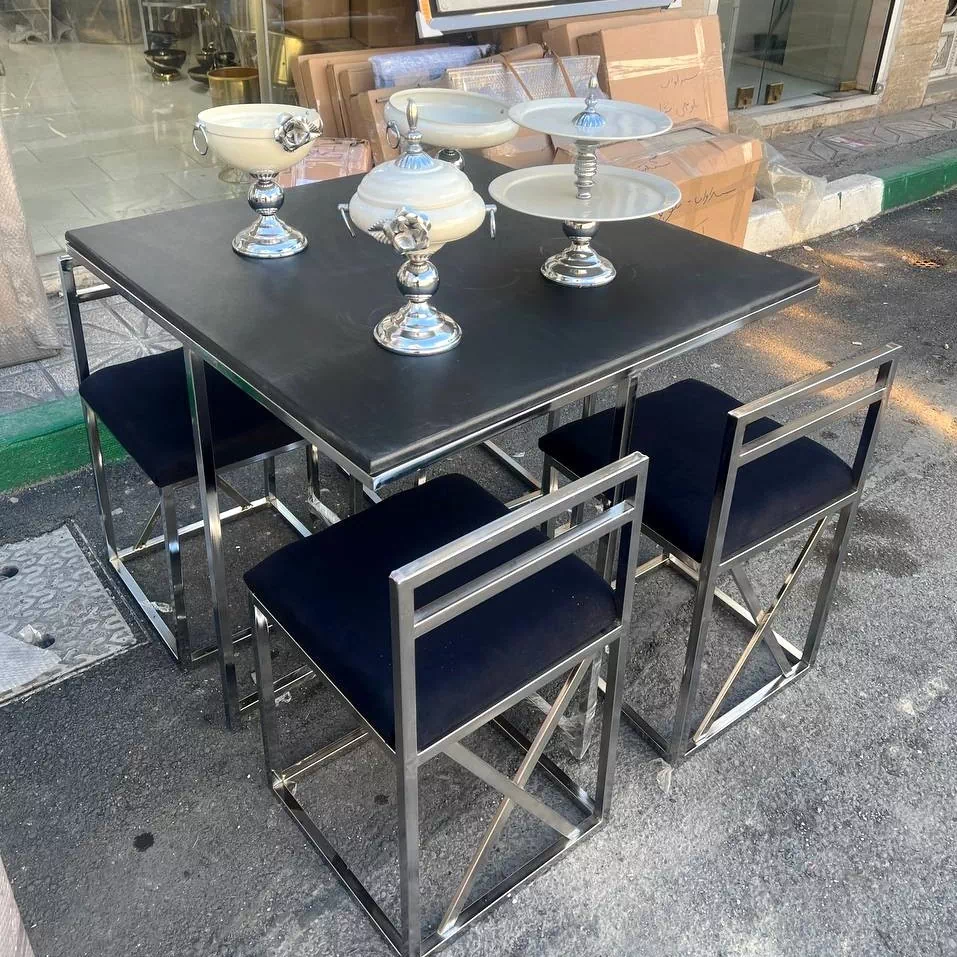 ناهارخوری فلزی کمجا مدل ایکس مربع ۴ نفره ۵سال گارانتی