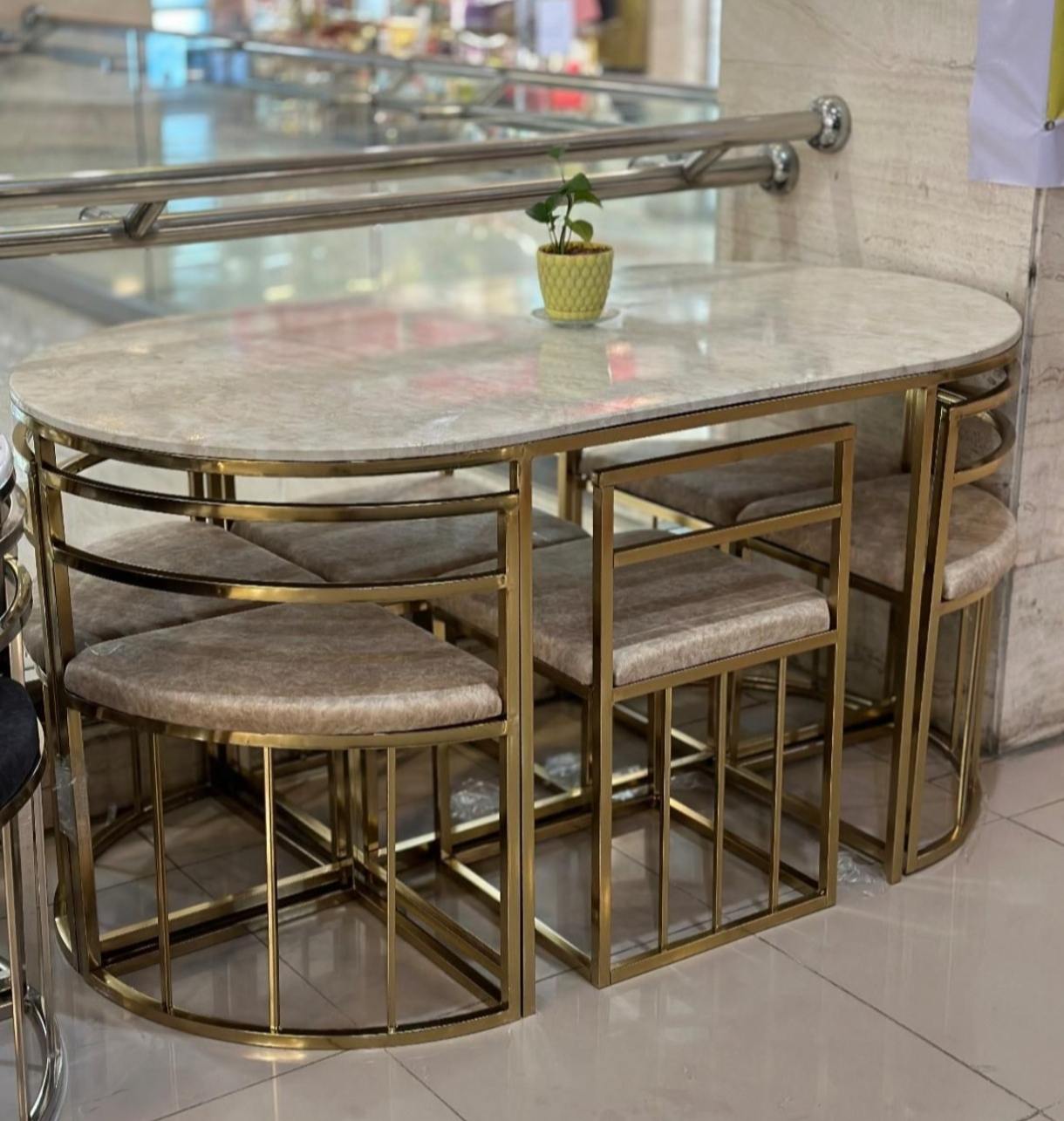 ناهارخوری فلزی فورتیک کمجا مدل سه خط بیضی ۶نفره ۵سال گارانتی