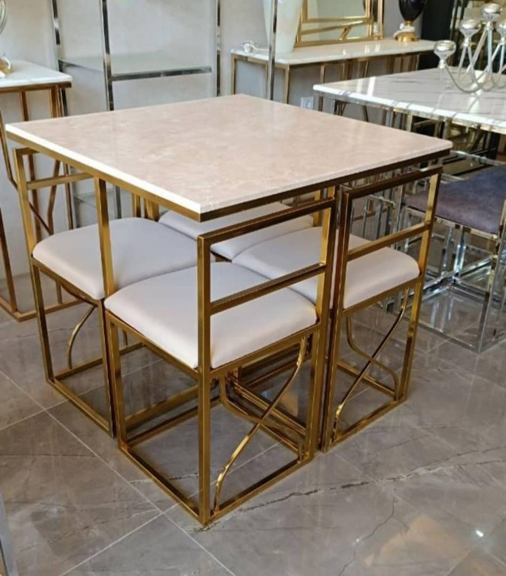 میز ناهارخوری فلزی کمجا مدل پریا ۴نفره مربع ۵سال گارانتی